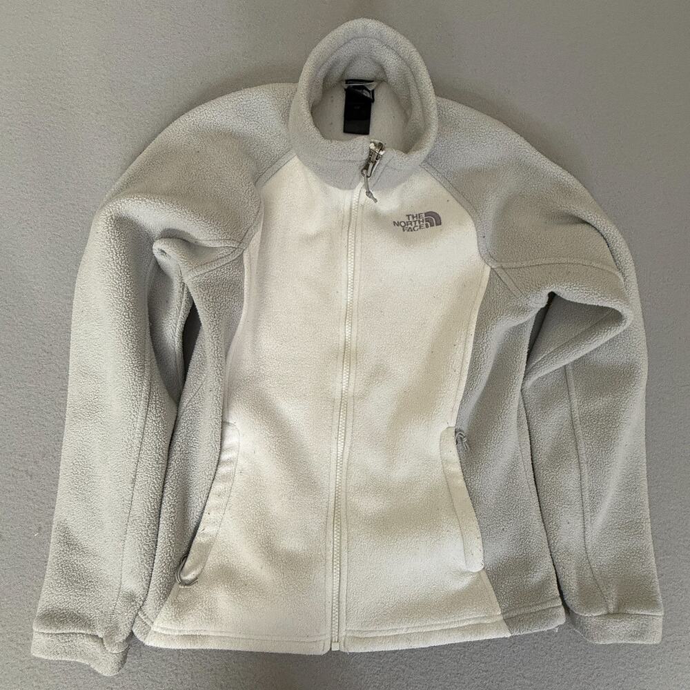 The North Face Women’s Small S/P Full Zip Fleece Jacket White Gray Outdoor